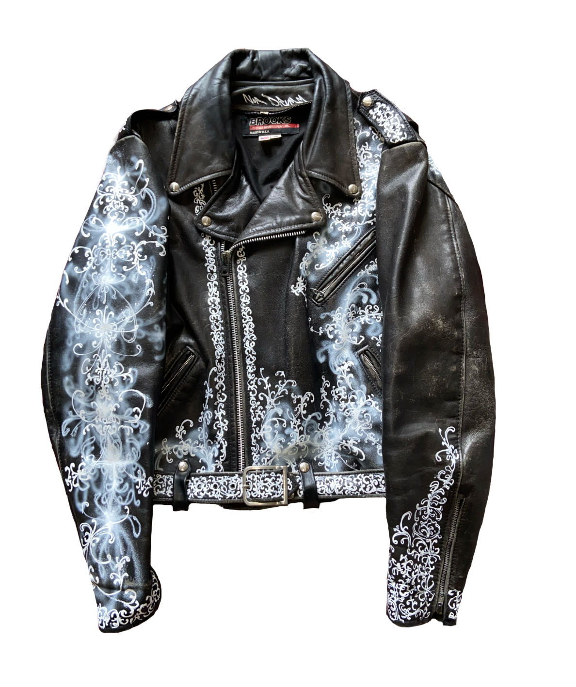 Hand Painted Leather Angel Jacket